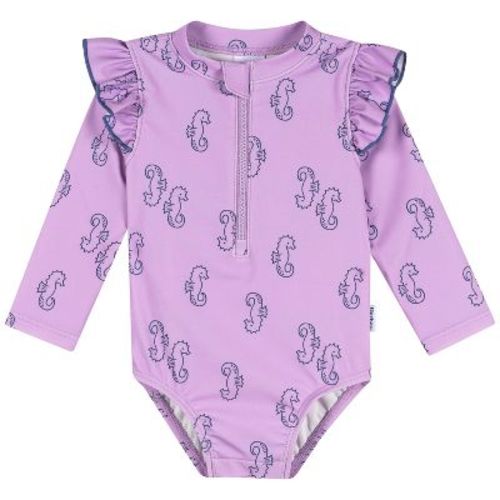 Gerber Baby Girls' Rashguard Swimsuit, Purple Seahorses, 3-6 Months