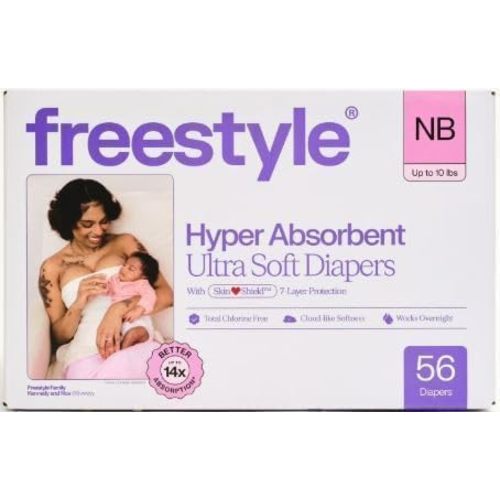 Free~Style Hyper Absorbent Ultra Soft TCF Luxury Diapers, Size NB, 56 Count (1 Pack)