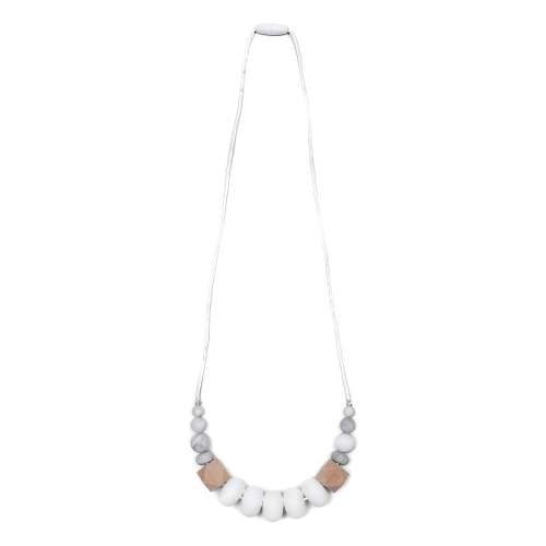 Harper Teething Necklace - White/Marble – Goobie Baby