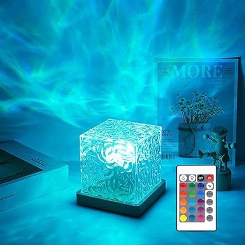 Northern Lights Ocean Wave Projector Light,16 Colors Gradual Rotating Water Cube Lamp,Underwater Projector Light with Remote Control for Kids Adults,Ocean Wave Night Light for Bedroom