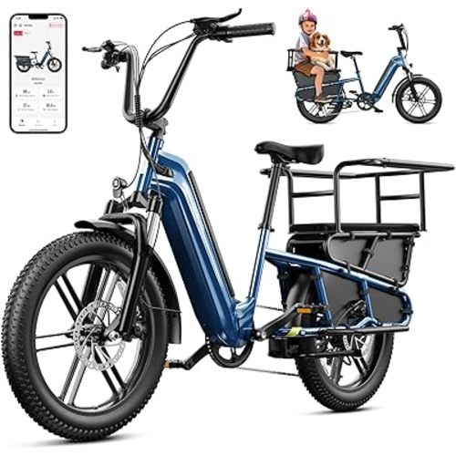 SISIGAD Family Electric Bike with Child Seat - 1500W 28MPH Fat Tire Ebike, 48V 15Ah Removable Battery, Step-Through Frame, Dual Hydraulic Brakes，LCD & APP Control, UL 2849 Certification