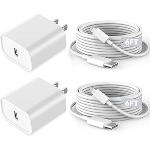 Fast iPhone Charger, iPhone Charger Fast Charging 2Pack Quick Chargers 6ft Long USB C to Lightning Cable Quick Charging Cord USB Charge Block Adapter for iPhone 14 Plus/14 ProMax/13 Mini 12/11/XS/iPad