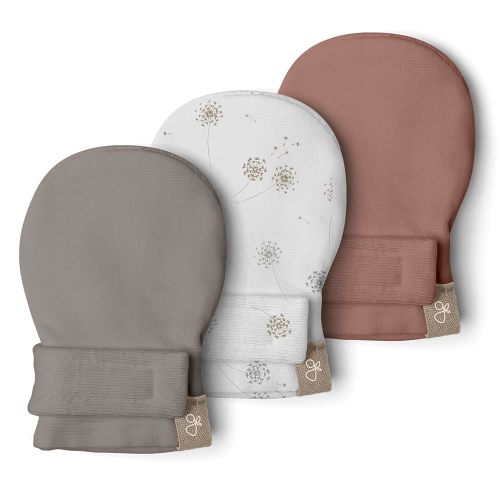 goumikids 3 Pack Stay-On Mitts Pewter, Dandilion and High Prairie, 0-3 Months
