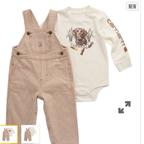 Boys' 2-Piece Long Sleeve Bodysuit & Stripe Overall Set (Baby) | Gifts for Kids | Carhartt