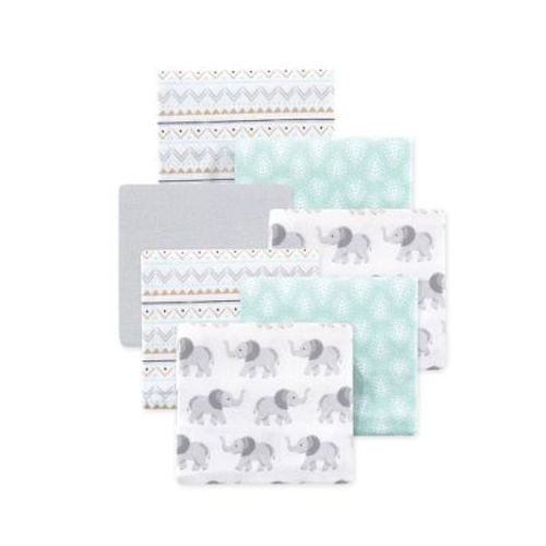 Luvable Friends Hudson Baby Flannel Receiving Blankets 7pk, Elephant Gray