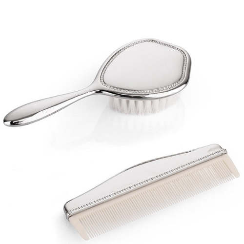 Krysaliis Silver-plate Baby Brush&nbsp;and&nbsp;Comb&nbsp;Set