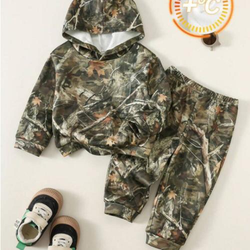 SHEIN Baby Boy Casual Loose Comfortable Classic Cool Camouflage Print Hoodie And Sweatpants Set, Suitable For Autumn/Winter Thanksgiving Gift Fall Outfits Tracksuits | SHEIN USA