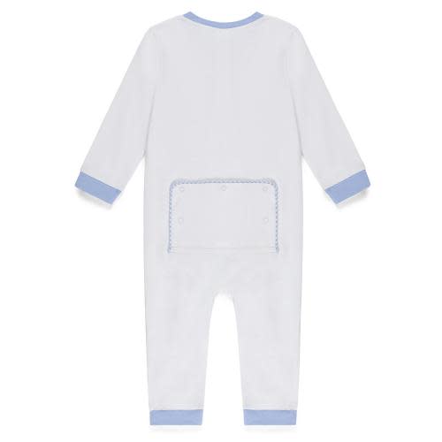 Blank Infant Boy's Drop Flap Gingham Trim Unionsuit Playsuit 0-3M
