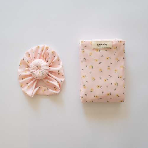 Headwrap and Swaddle Set in Dandelion