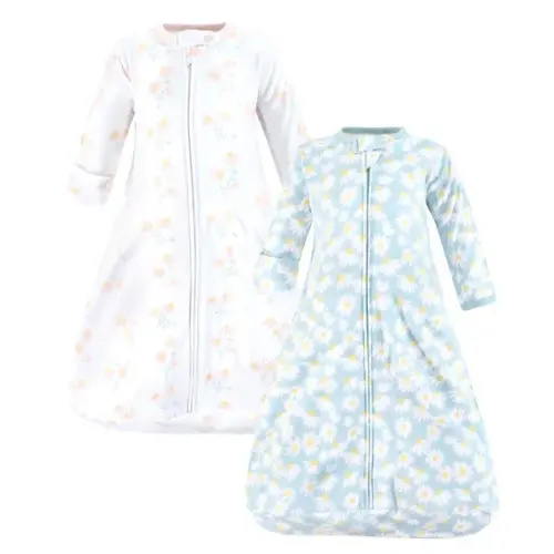 Hudson Baby Infant Girl Cotton Long-Sleeve Wearable Sleeping Bag, Sack, Blanket, Mixed Daisy, 3-9 Months