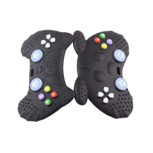 Baby Teething Toys Set, 2 Pcs Silicone Game Controller Teething Toys for 3-6 month 6-12 Months - Sensory Toy Chew Toys Educational Toys for Toddler - Black