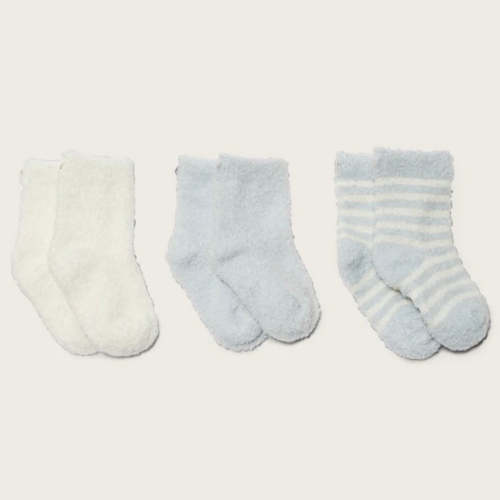 Barefoot Dreams CozyChic Lite Infant Set of 3 Sock Set ~ Blue and Pear – casabelladecor.net