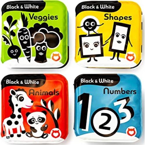 Floating Baby Bath Books – High Contrast Black and White Waterproof Bath Books for Babies 3+ Months