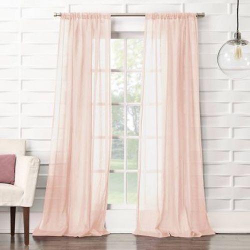 50"x63" No. 918 Sheer Avril Crushed Texture Rod Pocket Curtain Panel Blush: Modern Sheer Curtain Panel, Polyester