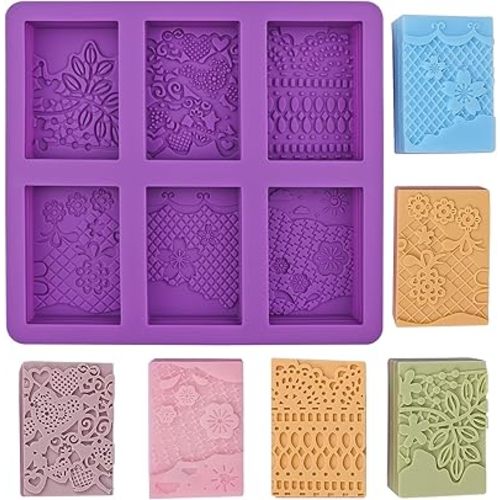 Silicone Soap Mold 6 Cavities Rectangle Flower Soap Molds for Homemade Craft Lotion, Cake, Ice Cube(Size 3.15 x 2.17inch)