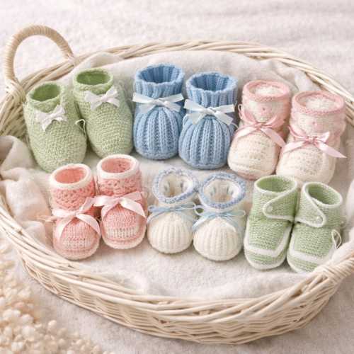 6 Vintage 1960s Perfect Little Baby Booties Socks Knitting Patterns pdf, Instant Digital Download, Gifts For Baby Shower and Infants