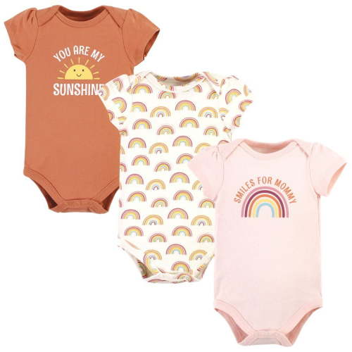 Hudson Baby Infant Girl Cotton Bodysuits, Sunshine Rainbows, Preemie