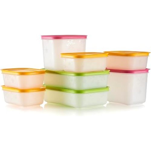 Tupperware Freezer Mates Gen II 8 Piece Food Storage Container Set, Dishwasher Safe and BPA Free (8 Containers, 8 Lids)