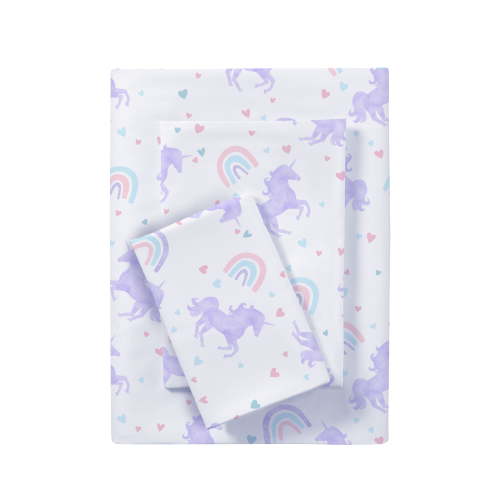 Your Zone 3-Piece Kids Soft Microfiber Sheet Set, Purple Unicorn, Twin