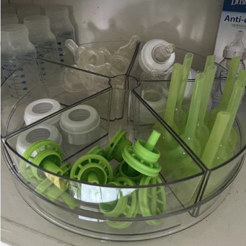 Roninkier Clear Lazy-Susan Organizer with 5-Removable-Bins - 11 Inch Round Plastic Rotating Storage Container for Cabinet, Pantry, Kitchen, Fridge, Vanity