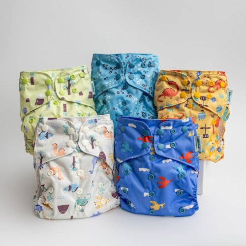 Doodled Dinos V- Essentials Pocket Diapers - Cloth Diaper Value Bundle – Kinder Cloth Diaper Co.