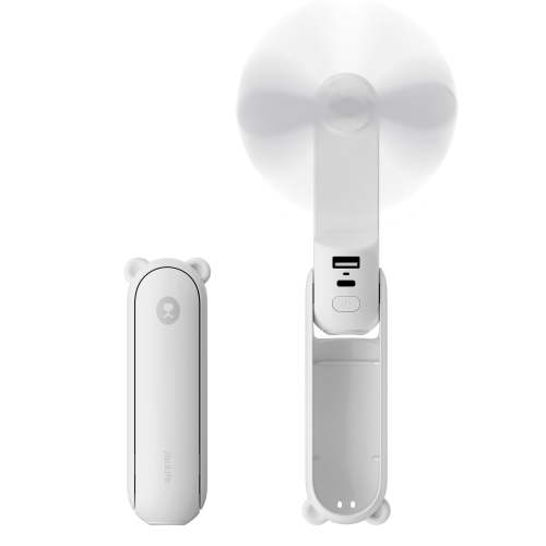 JISULIFE Portable Handheld Fan, Mini Personal Fan, 3 Speeds, 12–19H Runtime Rechargeable Power Bank Fan with Flashlight for Travel/Outdoors,Gift for Women -Grey