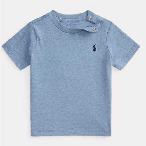 Baby Boy Blue Cotton Jersey Crewneck Tee | Ralph Lauren