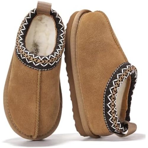 Project Cloud Genuine Leather & Australian Shearling Slippers for Kids - Memory Foam Fuzzy & Non-Slip Fluffy Slippers Girls Footwear & Boys Footwear, Kids Unisex Shoe (Dream Warm)