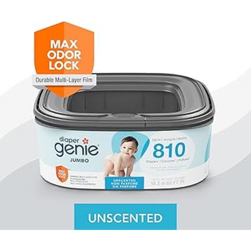 Amazon.com: The Diaper Genie Jumbo Square Refill, with Continuous Film, can Hold up to 810 Newborn-Sized Diapers per Refill. (Pack of 2) : Baby