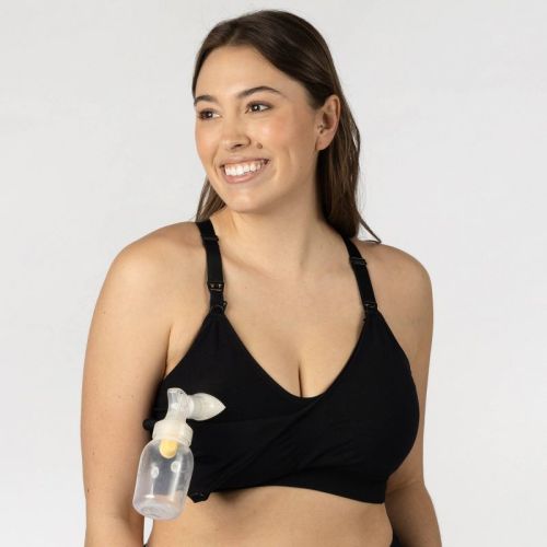 Women's Sports Pumping & Nursing Bra - Black L-Busty: Maternity, Hands-Free, Light Support