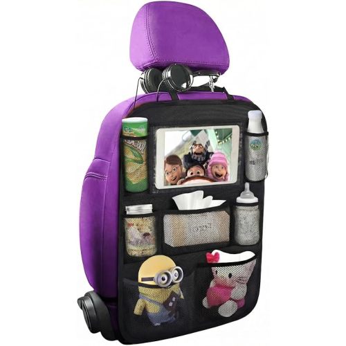 Backseat Car Organizer Mats Back Seat Organizers and Storage Bag with Touch Screen Tablet Holder for Kids Toddlers Car Seats, Travel Accessories, Road Trip Essentials Kids