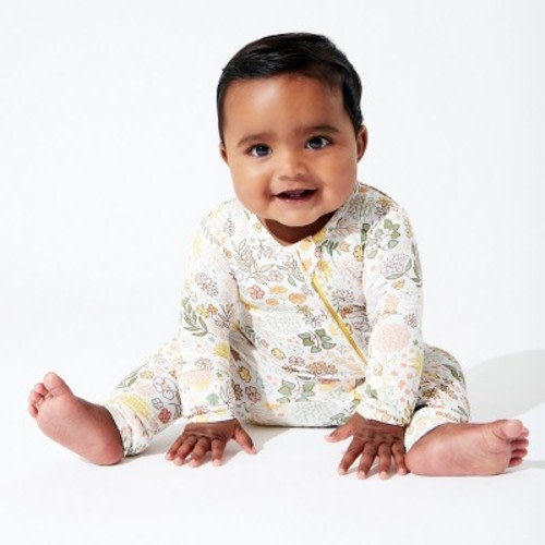 Bellabu Bear Baby Fall Floral Bamboo Convertible Footie White 3-6 Months