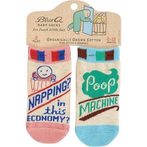 Blue Q Cotton Baby Socks - Funny Newborn Socks 0-12 Months, 2 Pair Gift Set