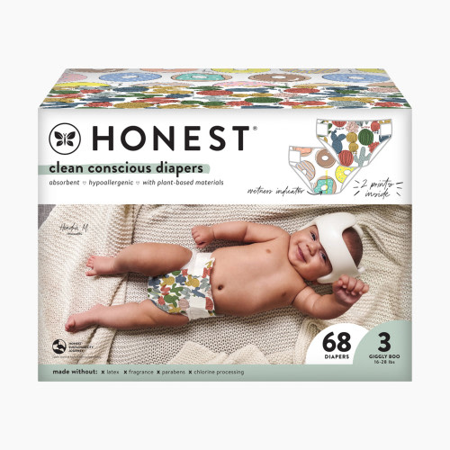 The Honest Company Clean Conscious Disposable Diapers - Cactus Cuties + Donuts, Size 3, 62 Count