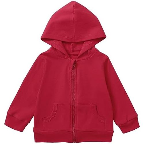 ROMPERINBOX Unisex Solid Baby Sweatshirts Hoodies, Lightweight Full Zip-up Jackets Coat 0-24 Months