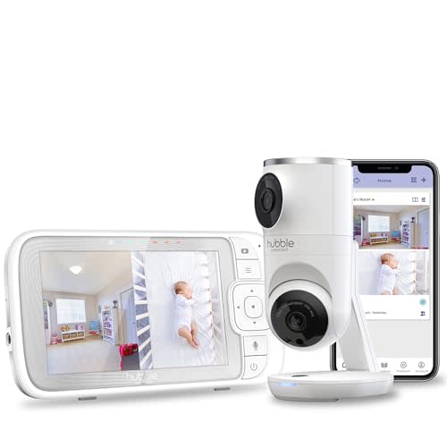 Hubble Connected Dual Vision Smart HD Baby Monitor with 2 Cameras, WiFi Baby Monitor with App and Screen, Remote Pan Tilt Zoom, 2-Way Talk, AI Motion Tracking, Night Vision, Room Temperature Sensor