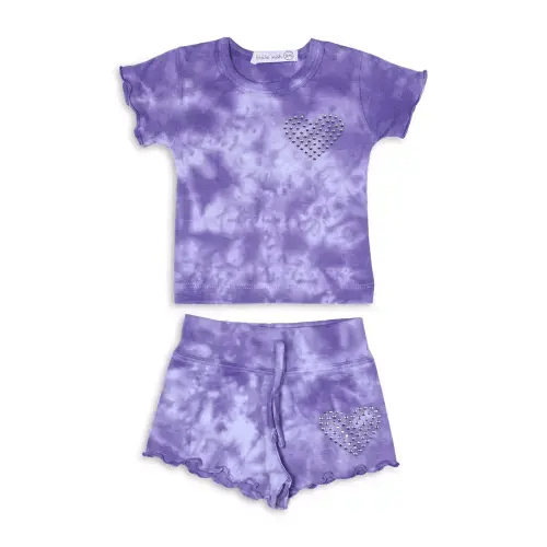 Girls' Tie Dyed Heart Tee & Shorts Set - Baby