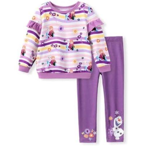 Disney Frozen Minnie Mouse Stitch Princess Fall Toddler Girl Outfit 2 Piece Girl Clothes Long Sleeve Sweatshirt and Leggings
