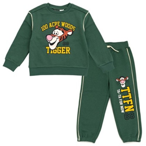 Disney Winnie the Pooh Baby Boys' Drawstring Pullover and Joggers Outfit Tigger Dark Green 24 Months