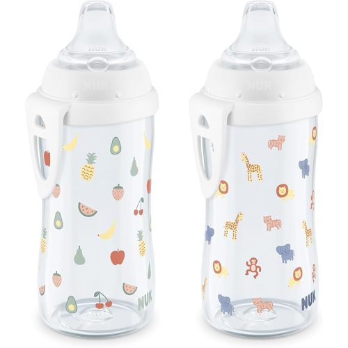 NUK Active Cup, Fun Fruits and Animals, Amazon Exclusive Collection, 10 Oz, Pack of 2 – BPA Free, Spill Proof Transition Sippy Cup