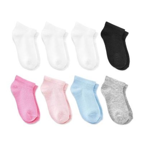 Baby 8pk Low Cut Socks - Dealworthy™ Black/Blue/Pink 12-24M: Recycled Polyester, Lightweight Knit, Banded Cuff