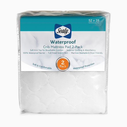 Sealy Waterproof Fitted Crib Mattress Pad (2 Pack) - Quilted Waterproof