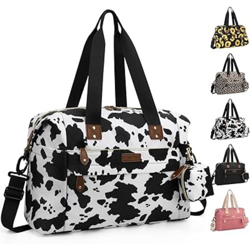 Diaper Bag Tote - Diaper Baby Bags with Pacifier Case, Shoulder Straps, Stroller Clips, Waterproof Large Mommy Maternity Bag Travel Baby Bag for Mom and Dad, Cowprint, Medium