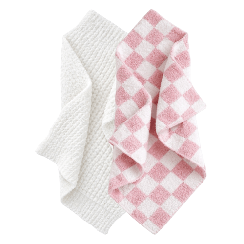 2-Pack Phufy® Bliss Mini Blanket, Strawberry Checkerboard/White Waffle – SpearmintLOVE
