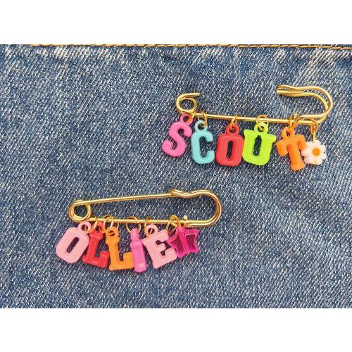 Custom Name Pin, Heavy Duty Gold Safety Pin, Personalized Brooch Accessories
