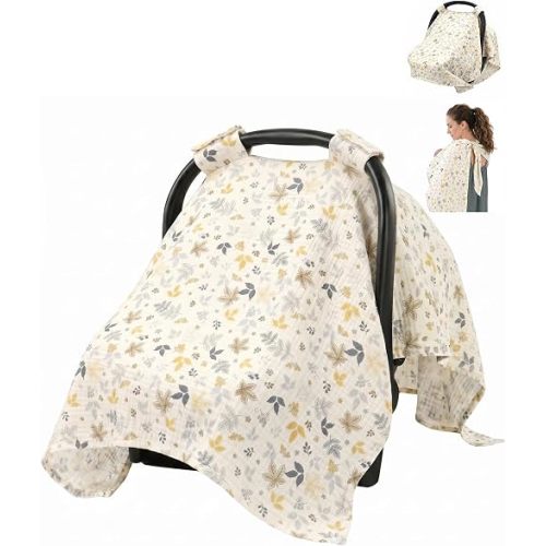 Metplus Muslin Car Seat Cover for Babies, 100% Cotton Infant Carseat Canopy
