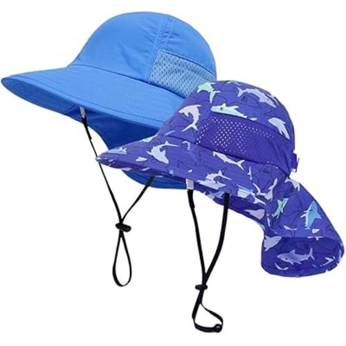 Toddler Sun Hat Baby Beach Hat Summer UPF 50+ Protection Caps for Boys Girls Wide Brim Neck Flap Outdoor Play Hats