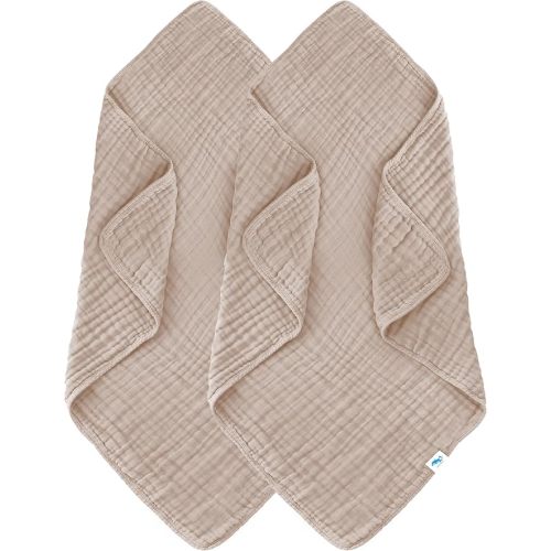 SWEET DOLPHIN Muslin Baby Bath Towels Blanket - 2 Pack 100% Cotton Towel for Babies, Infants, Toddlers - 40x40Inch - Highly Absorbent, Brown