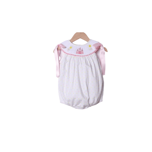 Smocked Colorful Castle Swiss Dot Bubble