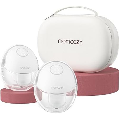 Momcozy Breast Pump Hands Free Mobile Style | M6, Wearable Breastfeeding Pump Ideal Rhythm for More Milk, DoubleFit Flange More Fit & Discreet with 3 Modes & 9 Levels, 24mm (Gray, 2 Count)